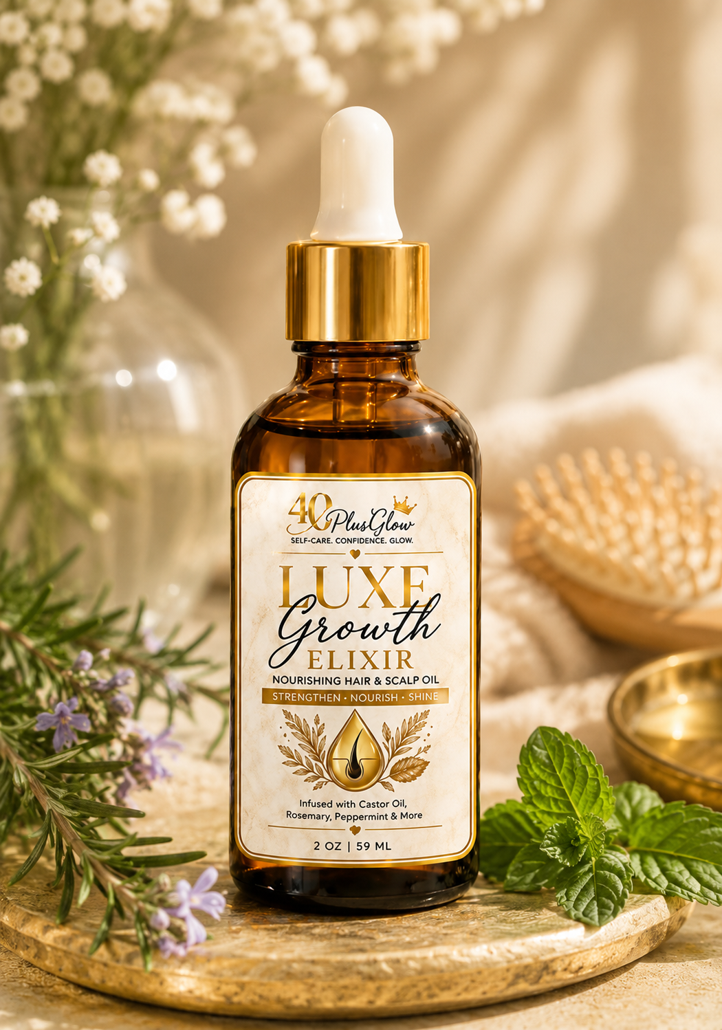 40PlusGlow Luxe Growth Elixir nourishing hair and scalp oil