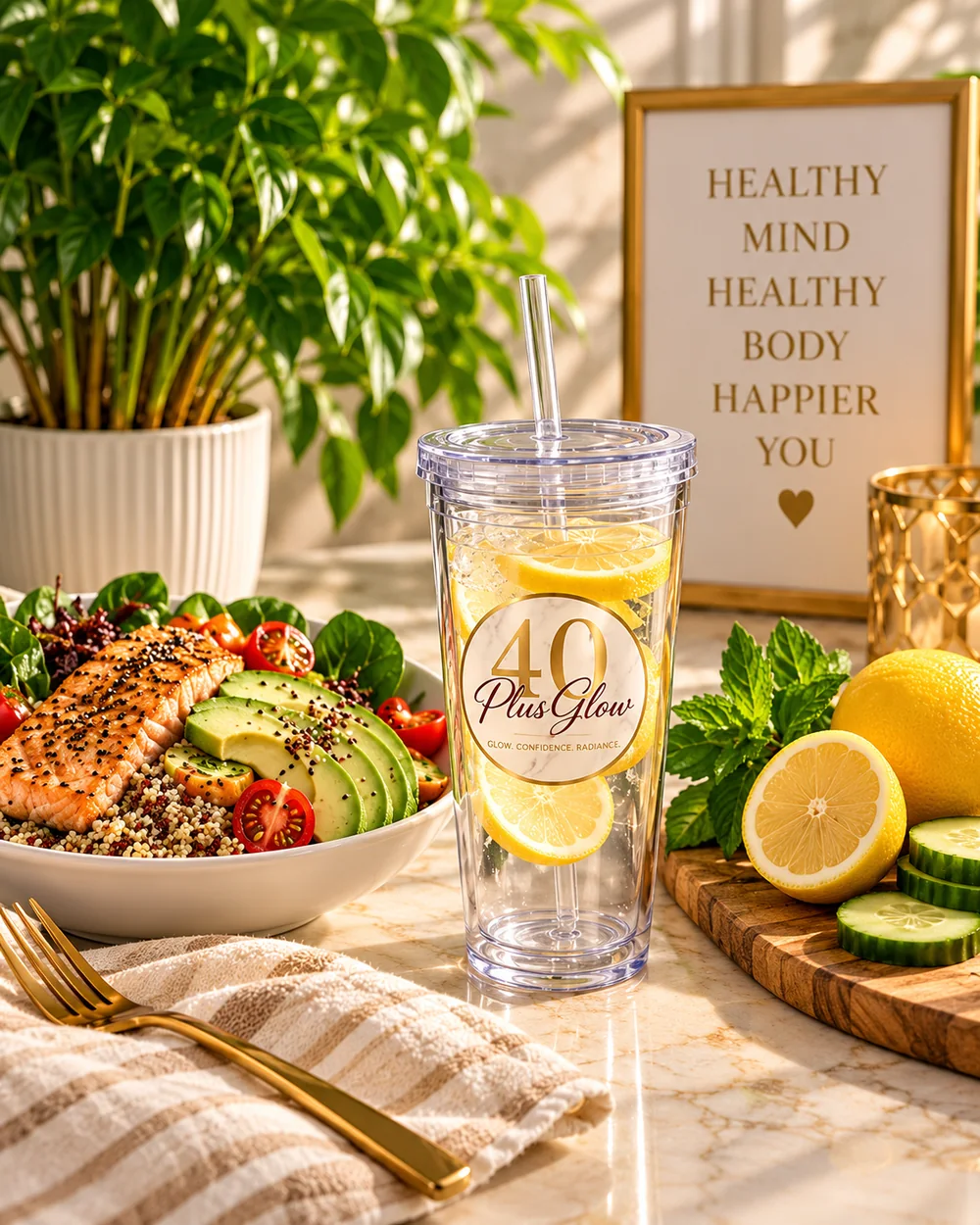 Healthy living with nutritious food and intentional habits